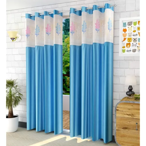 Image of Kiara Creations 2 Piece Polyester Floral Net Curtains 
