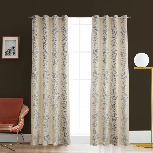 Image of Kiara Creations Fabric Curtains 7 Feet, Set of 2 Pc, Grey