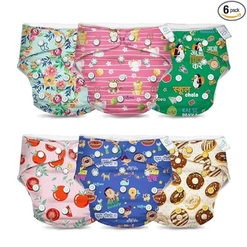 Image of Kidbea Reusable Cloth Diapers (Pack of 6, Free Size)
