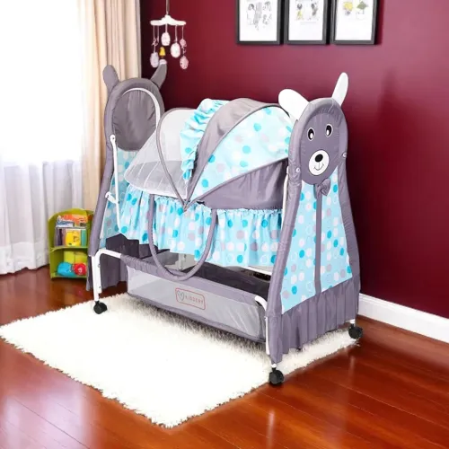 Image of Kiddery Bella+Baloo Baby Bassinet – Blue (0-8M)