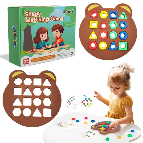 Image of Kidology Geometric Shape and Color Matching Puzzle Board Game 