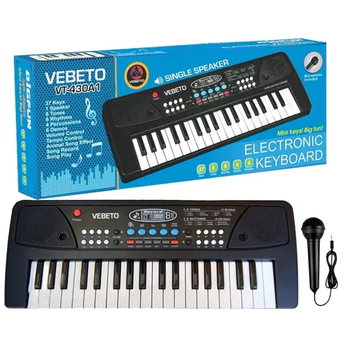 Image of Kids Piano with Mic (1 Year Warranty) 37 Keys 8 Rhythms 8 Tones 6 Demos Portable .
