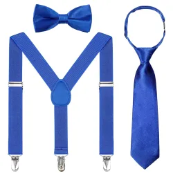 Kids Suspender Bowtie Necktie Sets