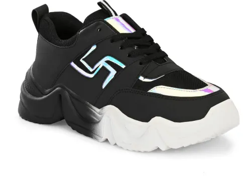 Image of KILLER KILLER Women's BLACK Synthetic Leather Running Sports Shoes Casuals For Women