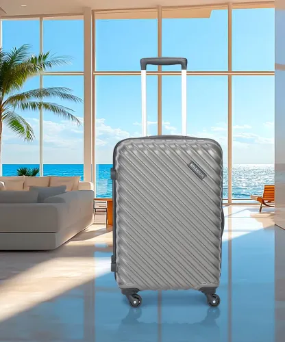 Image of KILLER Medium Check-in Suitcase (63 cm) 4 Wheels - Stripex - Grey.