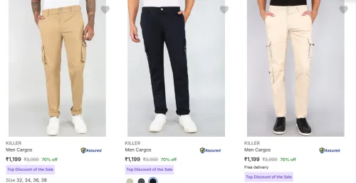 Image of Killer Mens Cargos at Minimum 70% Discount