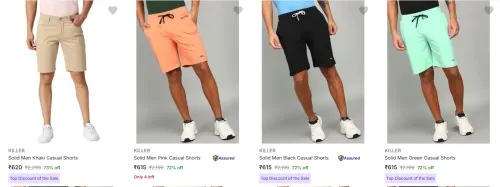 Image of Killer Men's Shorts at minimum 70% Discount