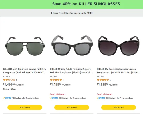 Image of KILLER Sunglasses @ Up to 64% Discount