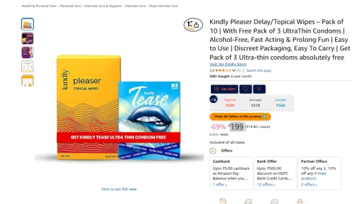 Image of Kindly Pleaser Delay / Topical Wipes Pack of 10