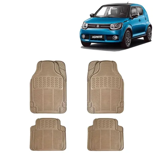 Image of KINGSWAY® Anti-Skid Rubber Car Floor Mat (Set of 4, Beige)