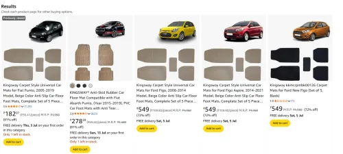 Image of Kingsway Carpet Style Universal Car Mats up to @ 91% Discount 