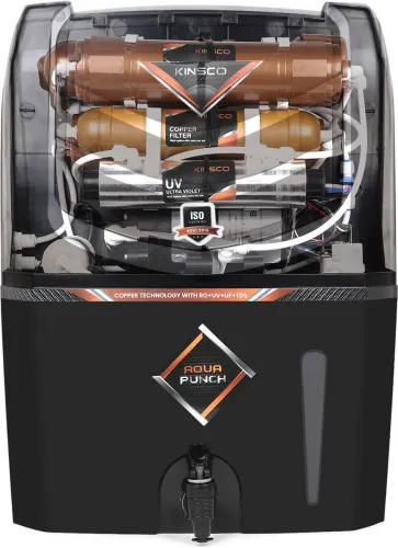 Image of Kinsco Aqua Punch 15 L RO + UV + UF + Copper + TDS Control Water Purifier with Prefilter (Black).