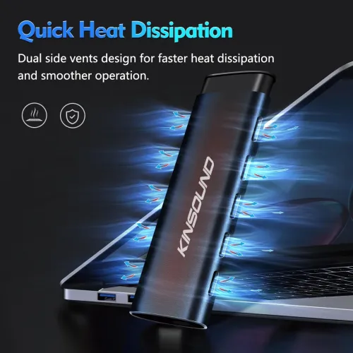 Image of Kinsound M.2 NVMe SSD Enclosure Adapter Tool-Free,Aluminum 10Gbps USB C External Portable