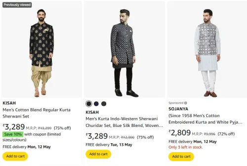 Image of KISAH Men's Kurta set Minimum 75% Discount