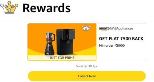 Image of Kitchen Appliances Minimum ₹5000 Spend Flat ₹500 Cashback.
