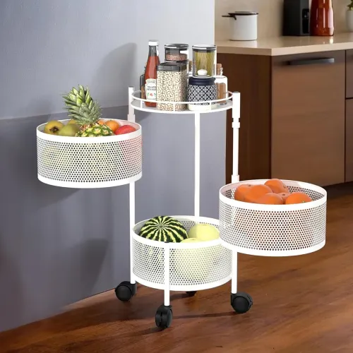 Image of Kitchenstory 3 Layer 360° Revolving Metal Storage Rack