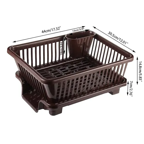 Image of Kitchenwell Sink Dish Rack | 3 in 1 Large Durable Plastic Drainer Drying Rack Washing Basket with Tray |