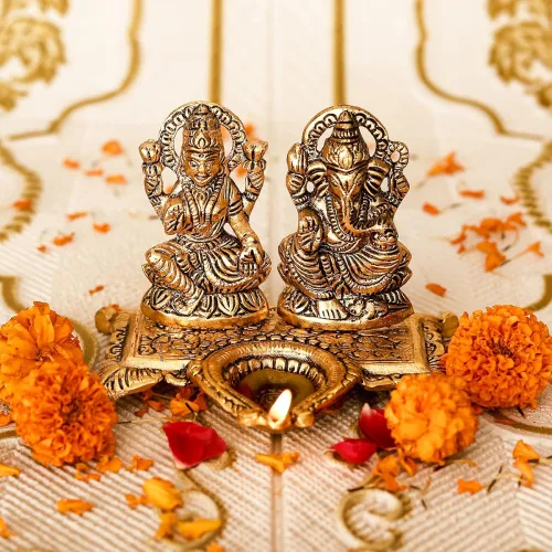 Image of Klassic Ganesha & Laxmi Idol Oil Lamp Diya