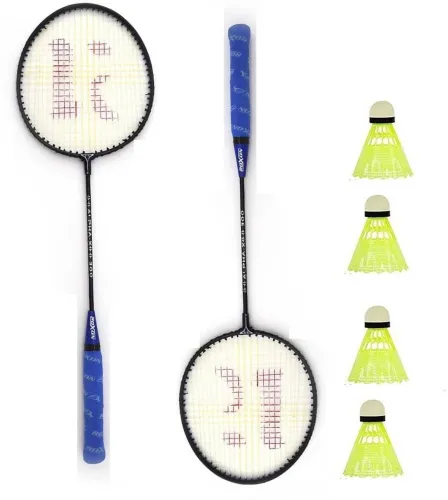 Image of KNK Badminton Racket Pack of 2 with 4 Plastic Shuttles