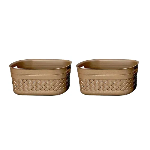 Image of KOLORR Stitch Rectangular Plastic Storage Basket Small (Pack of 2)