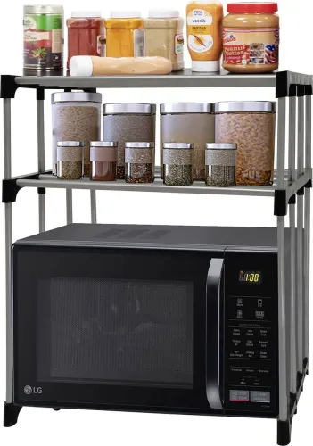 Image of KOnline Collapsible Microwave Oven Stand with 2 Shelves