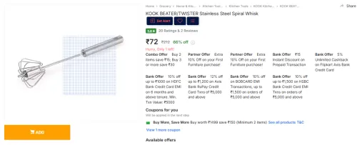 Image of KOOK BEATER/TWISTER Stainless Steel Spiral Whisk