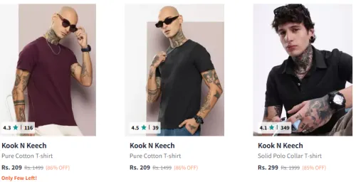 Image of Kook N Keech Men Fashion Tshirt Starting @ ₹209