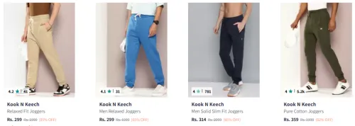 Image of Kook N Keech Men Joggers Starting @ ₹299