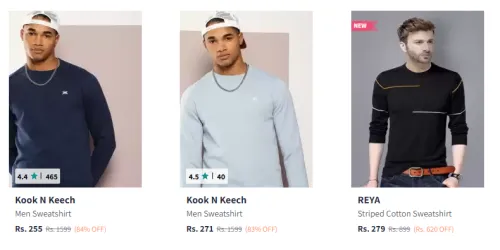 Image of Kook N Keech Solid Sweatshirt Starting At ₹255