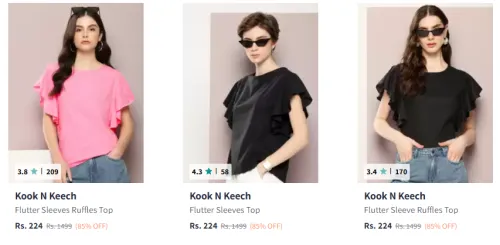 Image of Kook N Keech Women Fashion Tshirt Starting @ ₹224