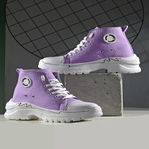 Image of Kook N Keech Women Purple & White Mid-Top Lightweight Sneakers