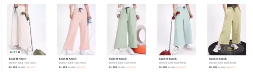 Image of Kook N Keech Women Solid Track Pants Starting @ ₹399