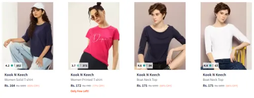 Image of Kook N Keech Women Tshirt Starting @ ₹164