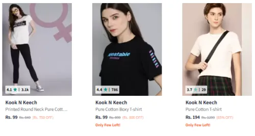 Image of Kook N Keech Women's Tshirt Starting @ ₹99