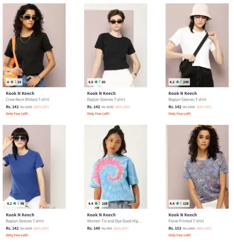 Image of Kook N Keech Brand Women's Tshirts @ Up to 89% Discount