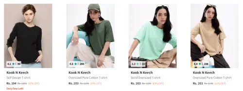 Image of Kook N Keech Women's T-shirts Starting @ ₹194
