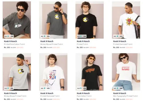 Image of Kook n Ketch Men Fashion T-shirt Starting @ ₹143