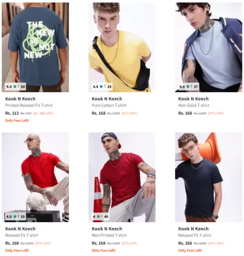 Image of Kook N Keech Brand Men's Tshirts @ Minimum 80% Discount
