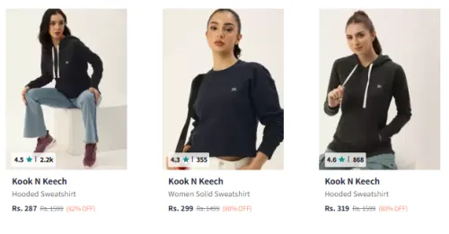 Image of Kook N Keech Sweatshirts For Women Upto 80% Discount