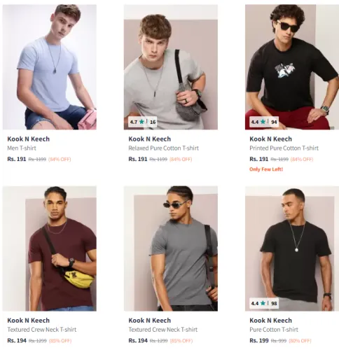 Image of Kook N Keech Brand Men's T-shirts @ Up to 84% Discount