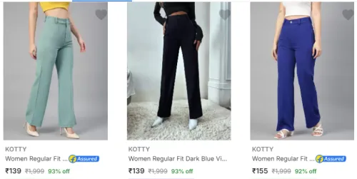 Image of KOTTY Green Viscose Rayon Trousers
