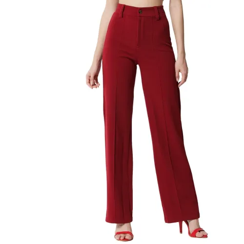 Image of KOTTY Women Polyester Blend Solid Trousers