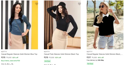 Image of Kotty Women's Tops Starting @ ₹215