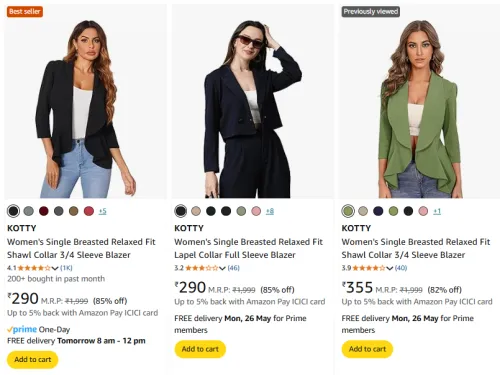 Image of KOTTY Women's Blazers at minimum 75% Discount