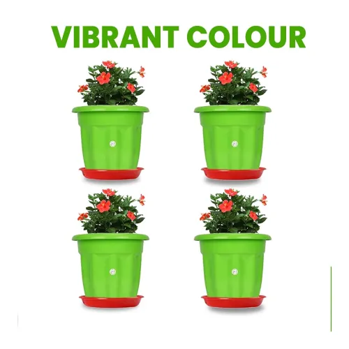 Image of Kraft Seeds 8 Inch Victoria Flower Planters with Bottom Plate, pack of 4