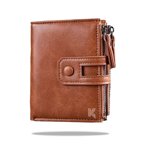 Image of Kraptick Jinbaolai Double Zipper Artificial Leather Wallet for Men