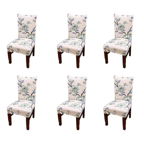 Image of KRIVA Floral Print Chair Covers Set of 6