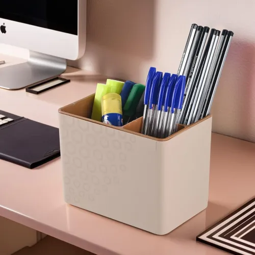 Image of Kuber Industries 3-Compartment Pen Holder
