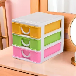 Kuber Industries 3-Layer Plastic Drawer Storage Organizer for Beauty & Cosmetic Products