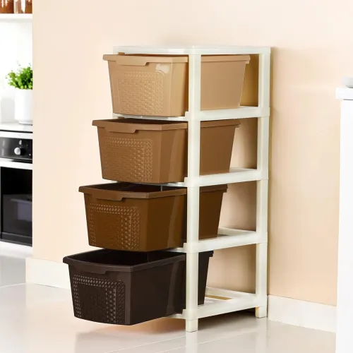 Image of Kuber Industries 4-Layer 73L Plastic Drawer Storage Organizer
